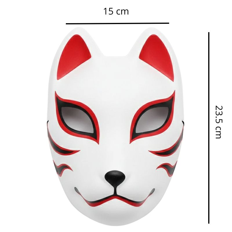 Masque Kitsune Japonais Rigide Avec Motif Renard Stylisé