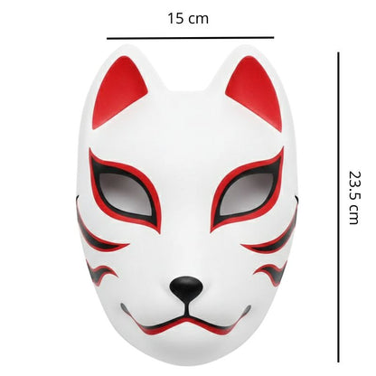 Masque Kitsune Japonais Rigide Avec Motif Renard Stylisé