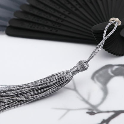 Éventail Japonais Gris Dégradé Avec Motif Branche Fleurie