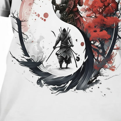 T-Shirt Japonais Avec Scène Samouraï Artistique
