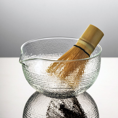 Bol Matcha Transparent Avec Motif Rainuré