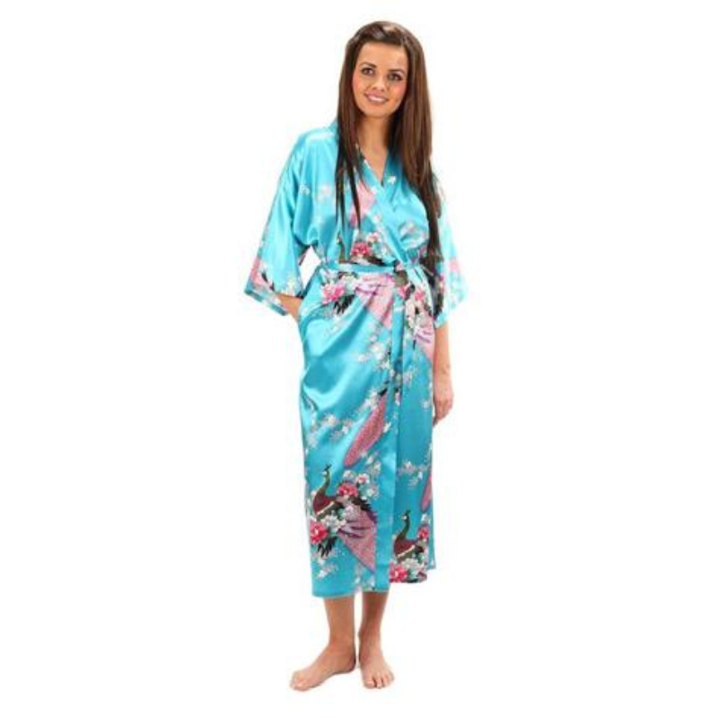 Kimono Long En Satin Avec Motifs Floraux Élégants