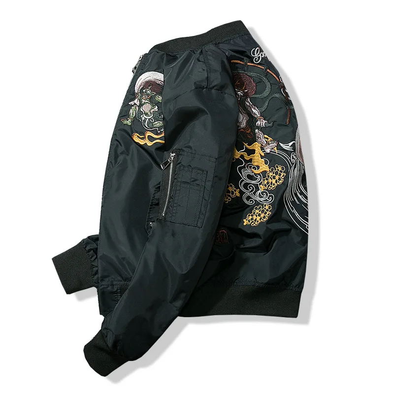 Sukajan Homme Avec Broderie Guerrier Japonais