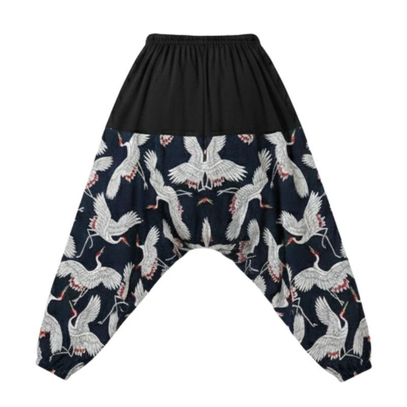 Pantalon Japonais Ample Homme À Motifs Grues