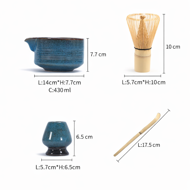 Kit Matcha Pour Préparation Du Thé Vert en 4 Pièces