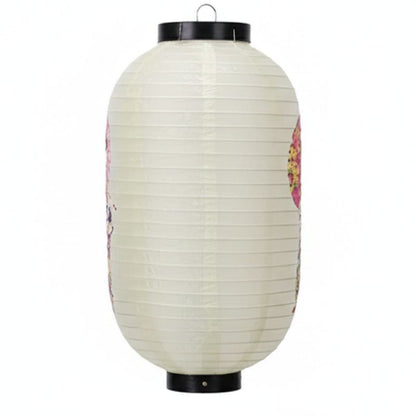 Lanterne Japonaise Blanche Avec Motif Geisha Et Ombrelle