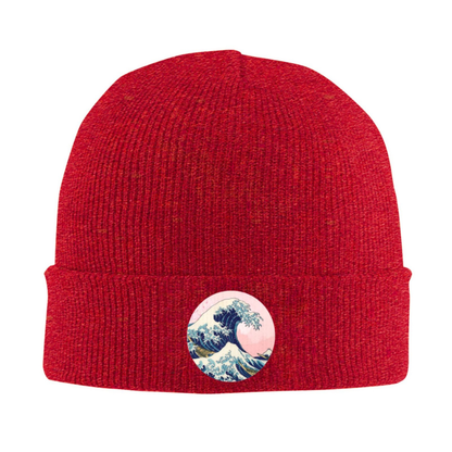 Bonnet Japonais En Maille Avec Patch Vague Hokusai