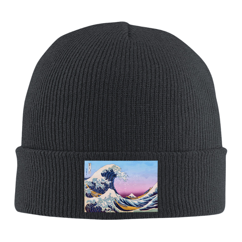 Bonnet Japonais En Maille Douce Avec Motif Vague