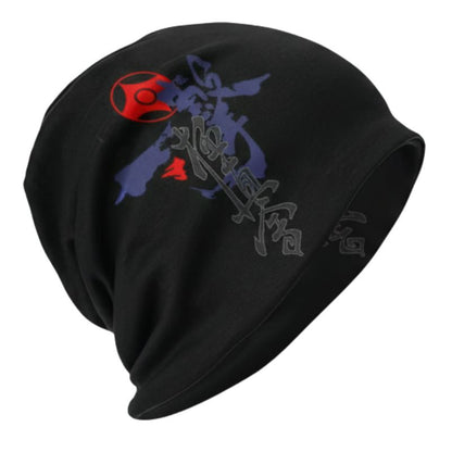 Bonnet Japonais Noir Style Ninja Avec Motif Kanji