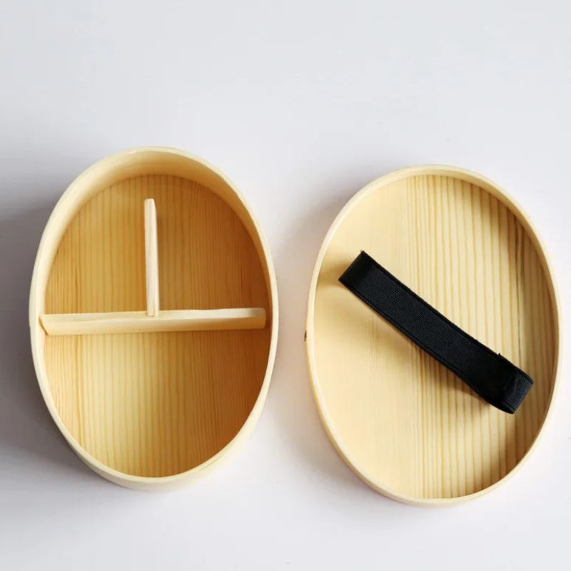 Boîte Bento Japonaise En Bois Style Vagues