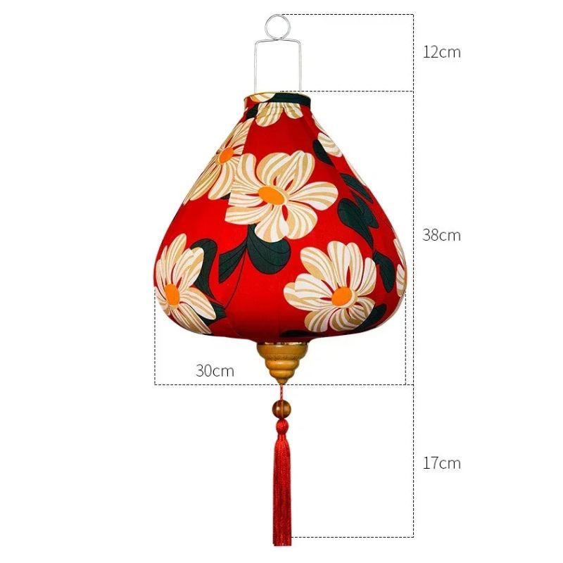 Lanterne Japonaise Suspendue Rouge Motif Fleurs