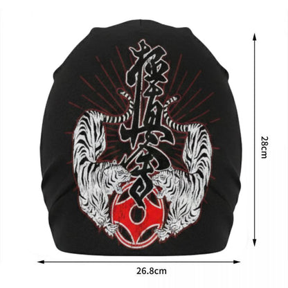 Bonnet Japonais Avec Motif Tigres Blancs Et Symbole Rouge