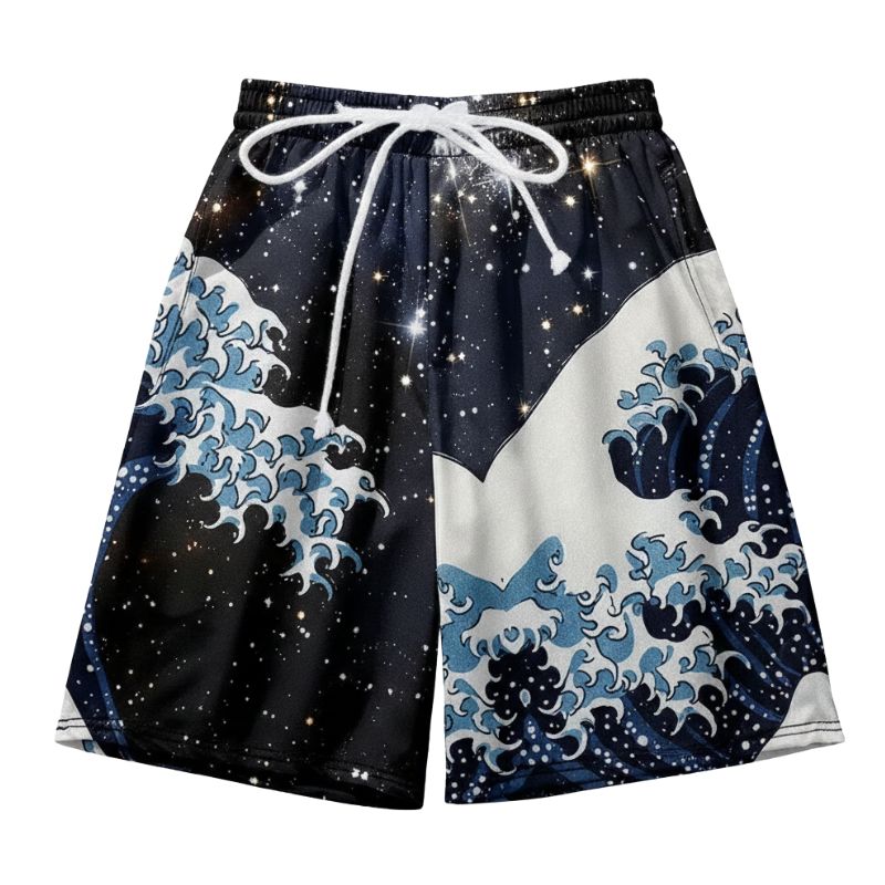 Ensemble Kimono Japonais Avec Motif Vagues Nocturnes