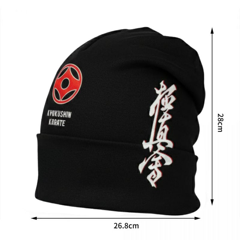 Bonnet Japonais Noir Style Karaté Avec Logo Kyokushin
