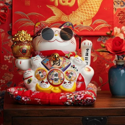 Maneki Neko Figurine Chat Traditionnelle 17 cm