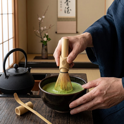 Fouet Matcha En Bambou Avec Manche Long Et Brins Souples
