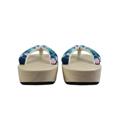 Sandales Geta Avec Lanière Turquoise Fleurie