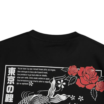 T-Shirt Japonais Mode Urbaine Avec Poissons Koi