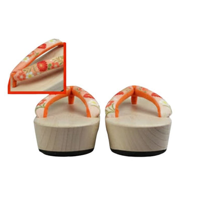 Sandales Geta En Bois Avec Lanière Fleurie Orange