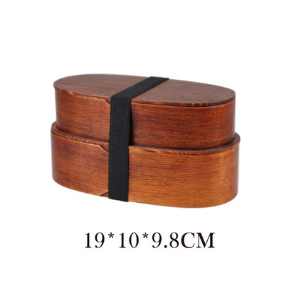Boîte Bento Japonaise Double Compartiment En Bois