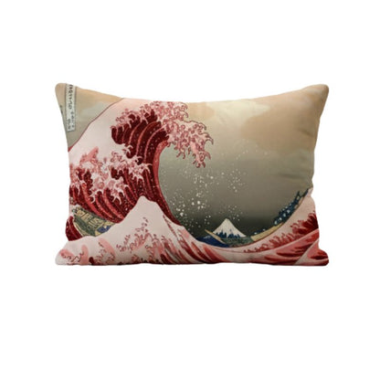 Coussin Japonais Décoratif Avec Illustration Vague