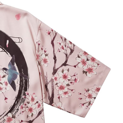 Veste Kimono En Motif Sakura Et Oiseaux Artistiques