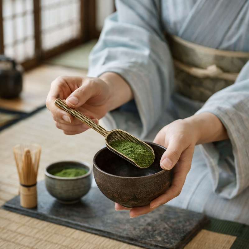 Cuillère Matcha Traditionnelle En Alliage Métallique