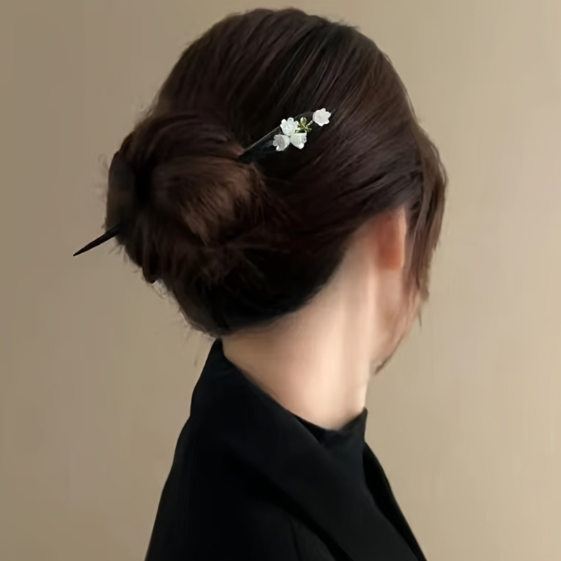 Kanzashi Baguette Cheveux Avec Fleurs Blanches