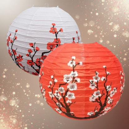 Lanterne Japonaise Ronde En Papier Motif Fleurs De Cerisier