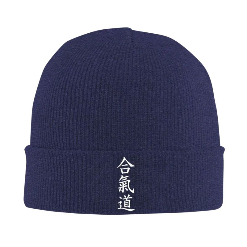 Bonnet Japonais En Maille Avec Broderie Kanji Verticale
