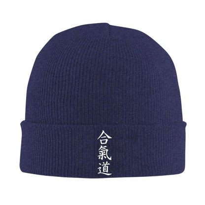 Bonnet Japonais En Maille Avec Broderie Kanji Verticale