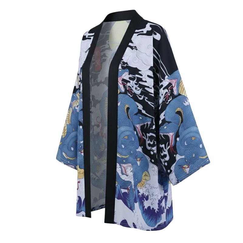 Veste Kimono Style Haori En Design Dragon Mythique