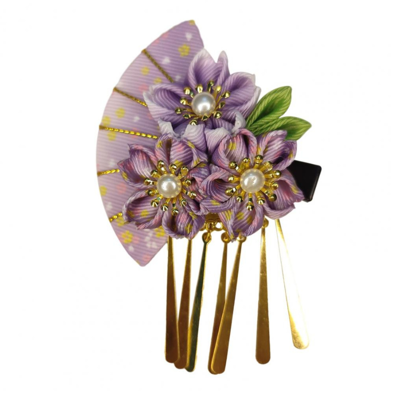 Kanzashi Fleur Japonaise Avec Détails Dorés