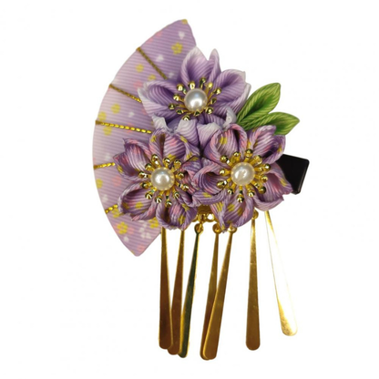 Kanzashi Fleur Japonaise Avec Détails Dorés