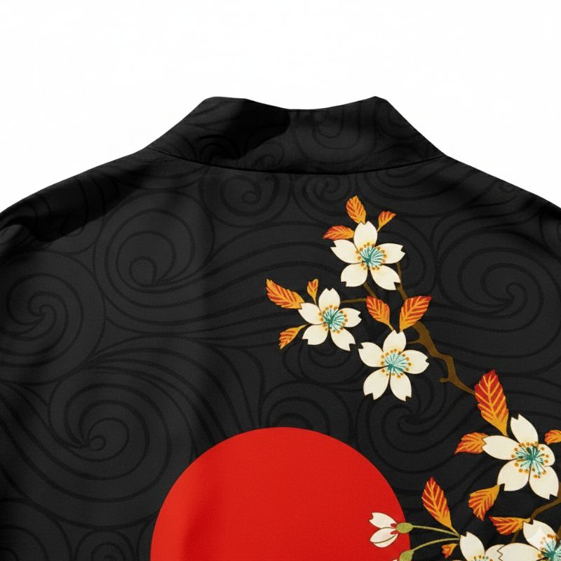 Haori Homme Style Japonais Sakura et Grues Symboliques