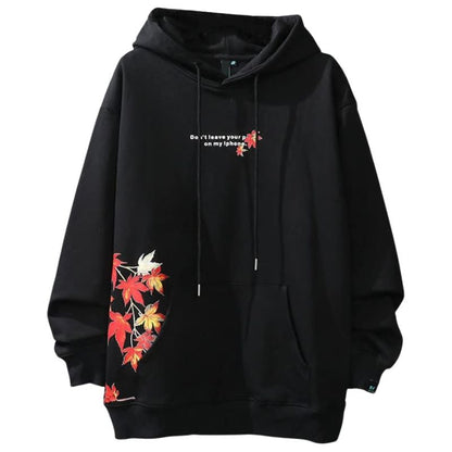 Sweat Japonais En Blanc Avec Motif Feuilles Érable Artistique