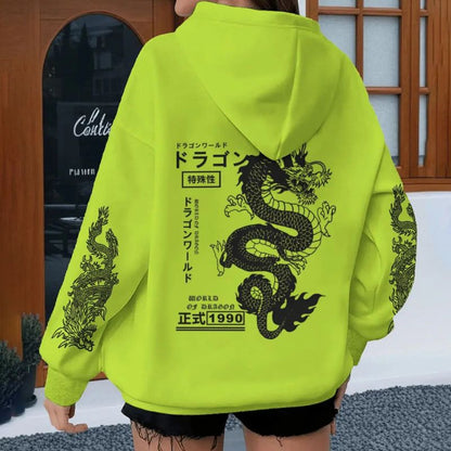 Sweat Japonais Gris à Motif Dragon Impérial