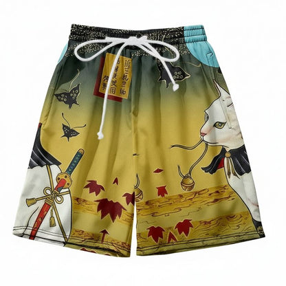 Ensemble Kimono Style Japonais En Veste Ample Et Short Illustré