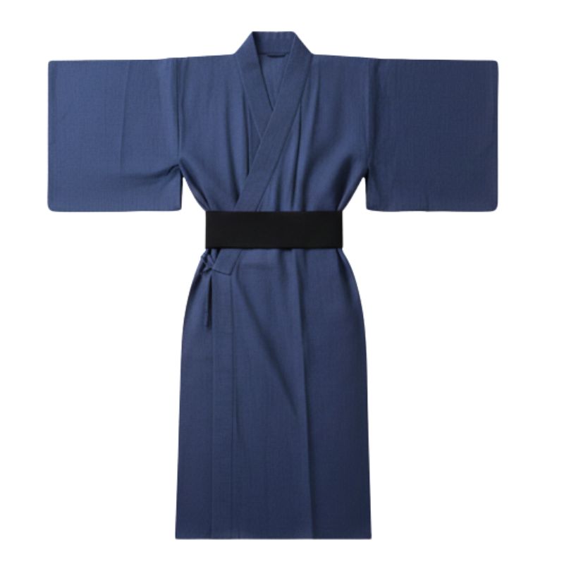 Kimono Japonais Long En Tissu Texturé Avec Ceinture