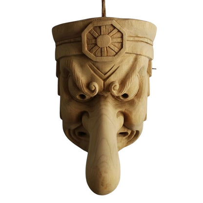 Masque Nô Traditionnel En Bois Massif