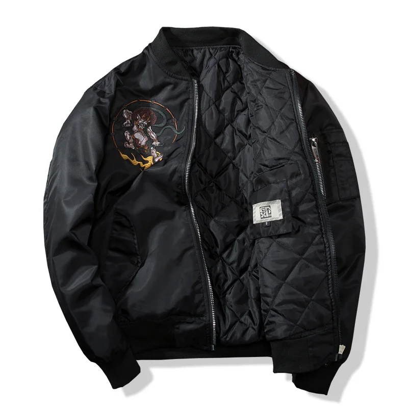 Sukajan Homme Avec Broderie Guerrier Japonais
