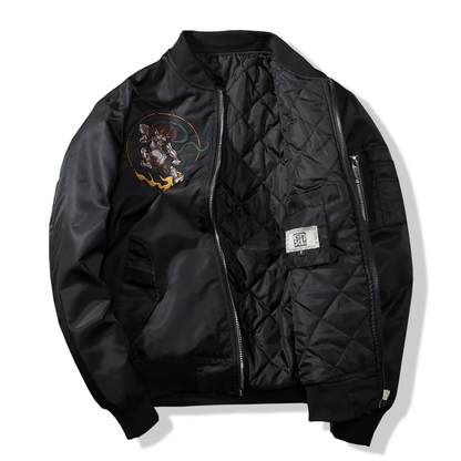 Sukajan Homme Avec Broderie Guerrier Japonais
