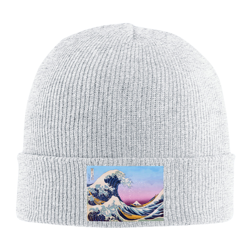 Bonnet Japonais En Maille Douce Avec Motif Vague