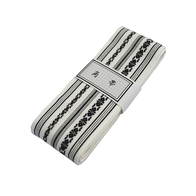 Ceinture Obi En Jacquard Avec Motif Rayé Traditionnel