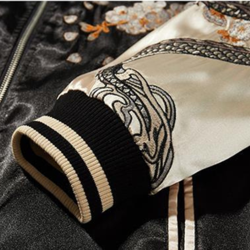 Sukajan Homme Avec Broderie Dragon Japonaise