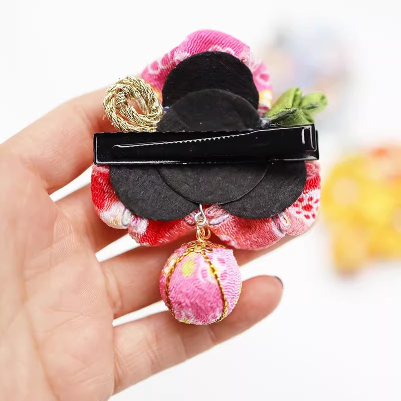 Kanzashi Fleur Sakura Avec Perles Et Ornement Tissu