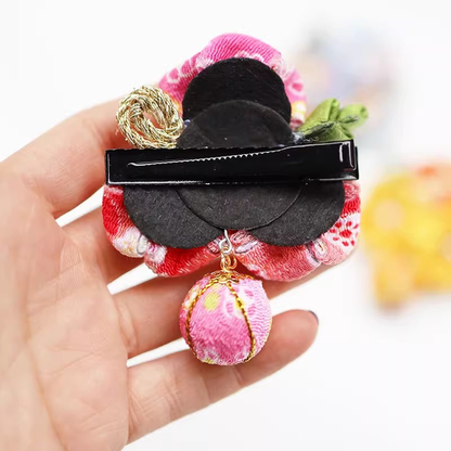Kanzashi Fleur Sakura Avec Perles Et Ornement Tissu