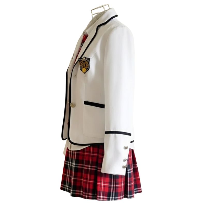 Uniforme Japonais Avec Blazer Ajusté Et Jupe Écossaise