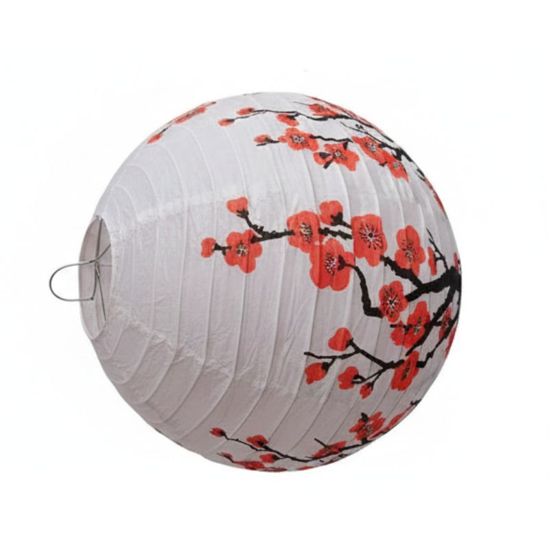 Lanterne Japonaise Ronde En Papier Motif Fleurs De Cerisier