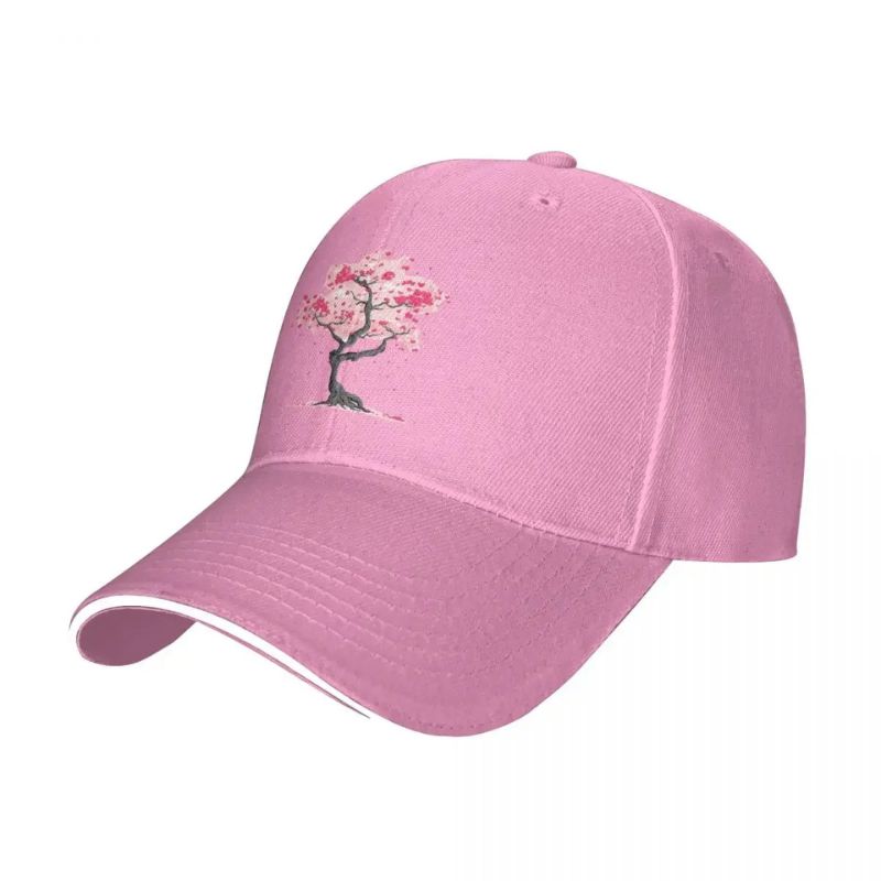 Casquette Japonaise Blanche Avec Motif Cerisier Sakura